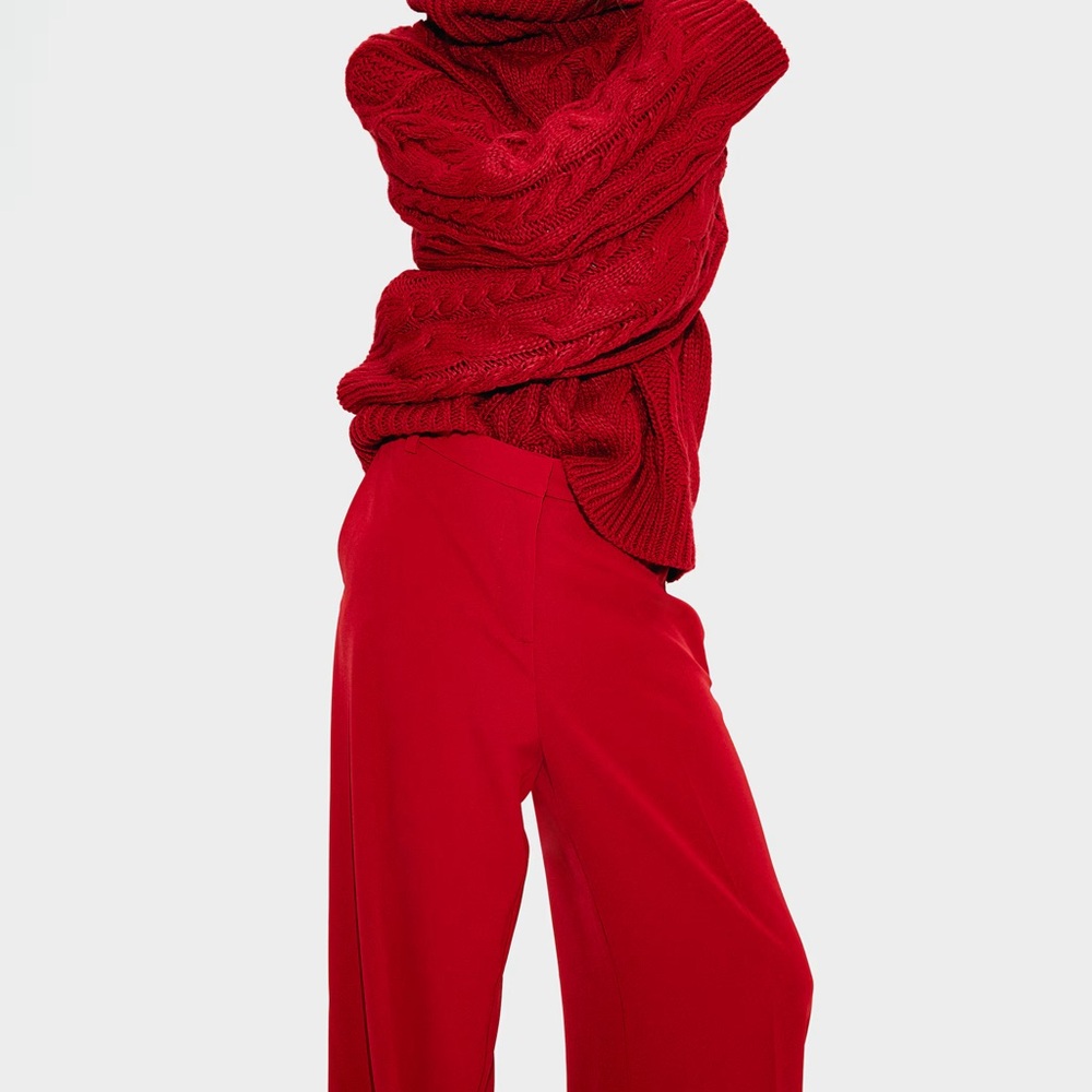 H&M Vibrant Red Wide Leg Pants 2